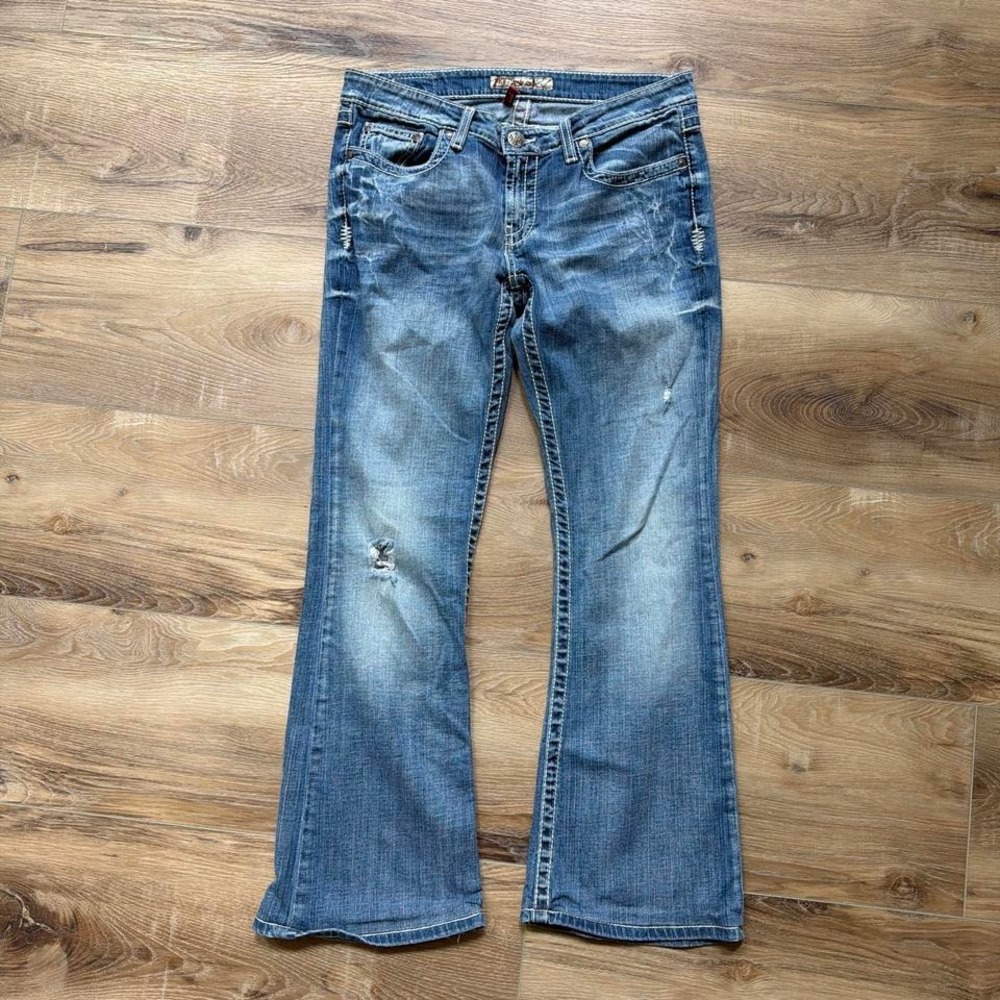 BKE Buckle Starlite Bootcut Jeans Women's 31x33.5 Light Wash Low Rise Denim Tall